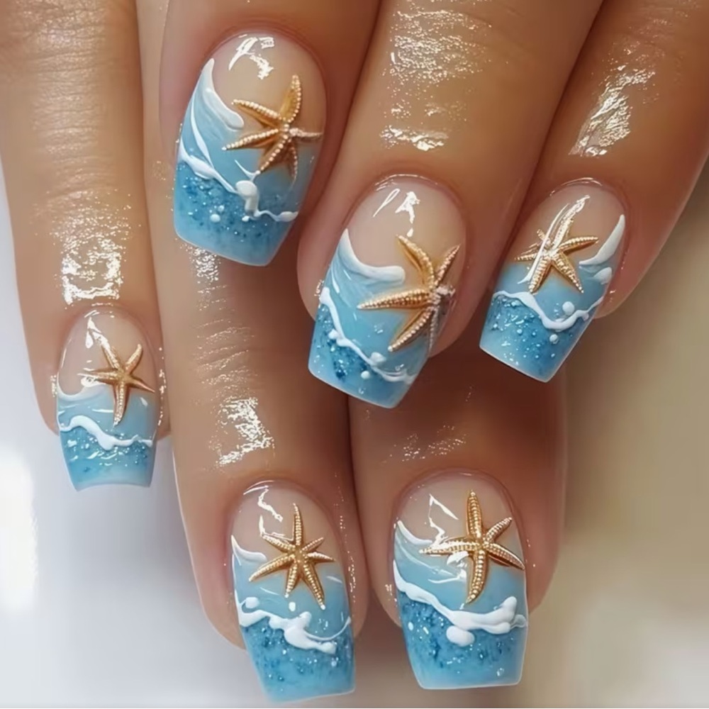 Ocean Starfish Square Press-On Nails
